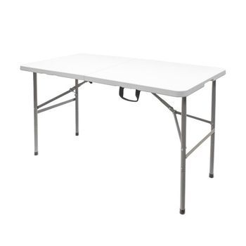Mesa Plegable Rectangular Hdpe Multifuncional, Portatil, Resistente,multiusos 122x61x74 Cm. Color Blanco