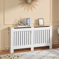 cubierta del radiador de mdf melamina homcom 152x19x83 cm-blanco