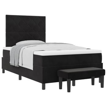 Cama Tipo Box Spring Con Cabecera Negro 200 X 120 Cm Terciopelo Vidaxl