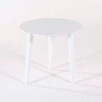 mesa auxiliar de exterior redonda diametro 50 cm altura 45 cm aluminio color blanco mesita accesorio de salon complemento de terraza mesa pequena para patio