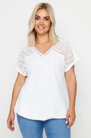 yours camiseta algodon blanca con bajo abullonado mujer curvy y tallas grandes yours