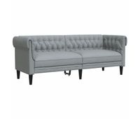 vidaxl sofa chesterfield de 3 plazas tela gris claro