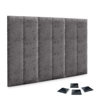 dhome juego de 6 paneles tapizados de lana ecologica pack autoadhesivos para pared acusticos absorbentes proteccion gris oscuro 60x20cm x6