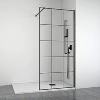 mampara de ducha frontal fija 8 mm negra industrial 98-100 cm bellobath