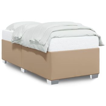 Cama Individual | Cama De Adulto | Estructura Cama Sin Colchón Cuero Sintético Capuchino 100x200cm