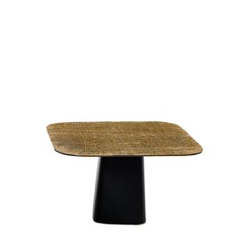 Mesa centro cuadrada metálica dorada