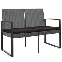 banco jardin 2 plazas cojines pp aspecto de ratan gris oscuro