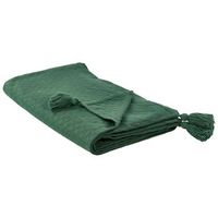 colcha con borlas para cama algodon 150 x 200 cm verde lindula