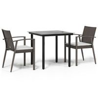 conjunto comedor jardin jardin 3 uds  mueble jardin mesa y sillas y cojines ratan sintetico y acero