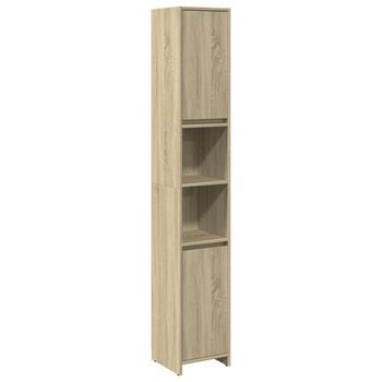 Armario De Baño | Mueble De Baño Madera Contrachapada Color Roble 30x30x183,5 Cm