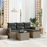 conjunto de sofas de jardin 4 uds  mueble jardin mesa y sillas y cojines ratan sintetico gris cfw183853