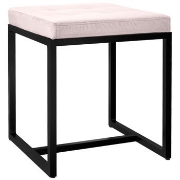 Taburete Barci Con Marco Negro Terciopelo Crema 40x40x48 Cm Clp