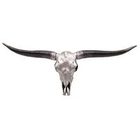 trofeo de cabeza de toro longhorn calavera decorativa de 132cm trofeo plateado para interior y exterior decoracion de pared 040002846