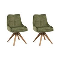 conjunto de 2 sillas de comedor base giratoria sin reposabrazos patas de madera verde dorris