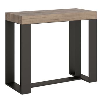 Consola extensible 90x40/300 cm efecto madera roble natural, hierro