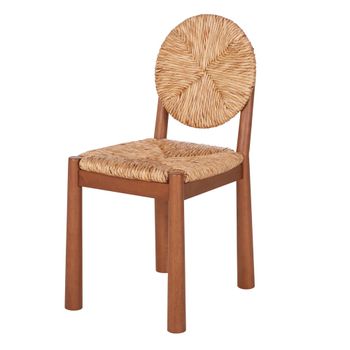 Silla de comedor de hevea, fresno y junco trenzado