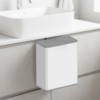 cubo de basura colgante 8 litros con tapa de acero blanco y negro