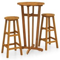 juego de bar 3 piezas madera maciza acacia vidaxl