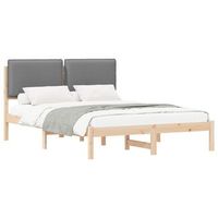 cama matrimonial  cama para adulto  estructura de cama con cabecera tapizada marron y gris claro