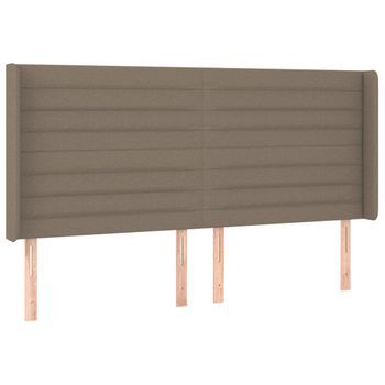 Cabecero Cama Mueble De Dormitorio Con Led De Tela 183 X 16 X 118/128 Cm Gris Topo M02_0000914
