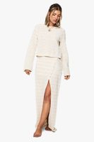 falda maxi para la playa de punto en zigzag beige