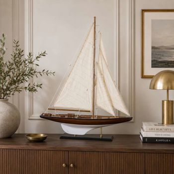 Barco de madera blanca 75x14x98 cm