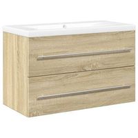 set de muebles de bano 2 pzas madera contrachapada roble sonoma vidaxl