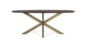 Mesa de comedor ovalada en madera de acacia y patas de metal 200 cm