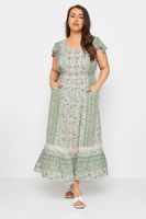 yours vestido boho largo verde de flores mujer curvy y tallas grandes yours