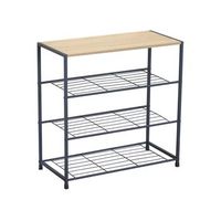 consola con zapatero mindy - color madera natural y negro - homekit