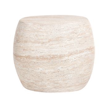 Mesa Auxiliar Tablero De Mdf Chapado Base Con Aspecto De Piedra Diseño Moderno Beige Ricadi