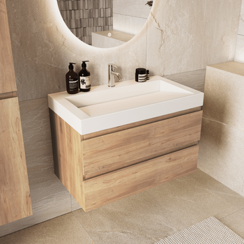Mueble De Baño Zarivo 80 Cm - Roble Claro Lomazoo