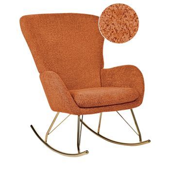 Silla Mecedora De Bouclé Naranja Dorado Poliéster Patas De Metal Anaset
