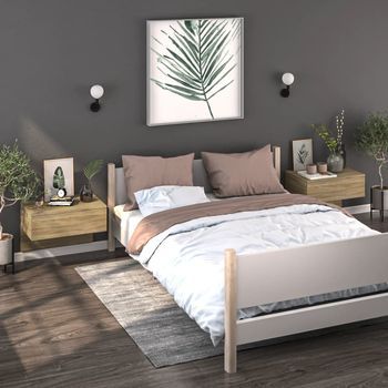 Mesitas De Noche De Pared - Dormitorio - Madera Contrachapada - Roble Sonoma (60x40x40cm)