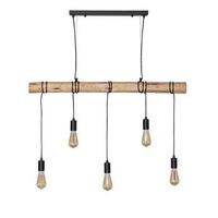 lampara colgante metal y madera yagis negro