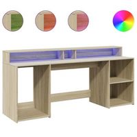 mesa de escritorio  escritorio de despacho  escritorio con led madera ingenieria roble sonoma 200x55x91 cm