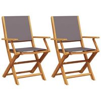 pack 2 uds sillas de jardin  silla de exterior  sillon madera maciza acacia y tela antracita