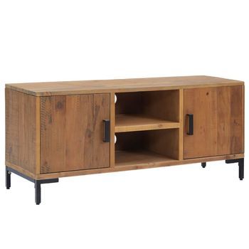 Mueble Para Tv Madera Maciza De Pino Marrón 110x35x48 Cm Vidaxl