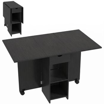 HOMCOM Mesa de Comedor Plegable, Mesa de Cocina Extensible para 2 a 4 Personas, 2 Hojas Abatibles, 120 x 72 x 75 cm, Negro