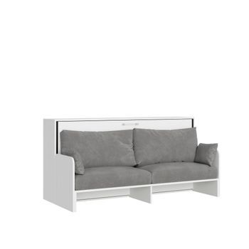 Cama Abatible Individual Horizontal Kando Sofà Con Colchón Fresno Blanco