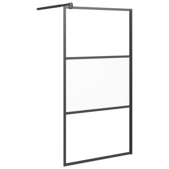 Mampara De Ducha Vidrio Esg Semiesmerilado Negro 100x195 Cm Vidaxl