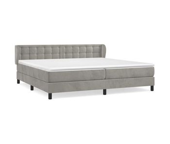 Cama box spring con colchón terciopelo gris claro 200x200 cm botones