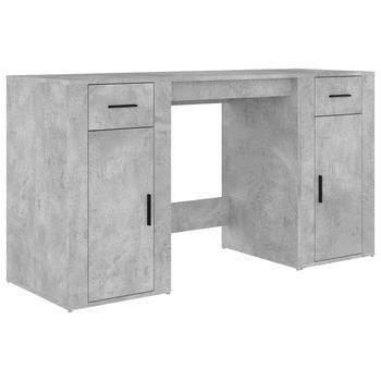 Escritorio | Mesa De Trabajo Con Armario Contrachapada Gris Hormigón