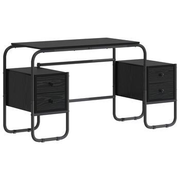 Escritorio Con Almacenamiento Roble Negro 145 X 50 X 75 Cm Vidaxl