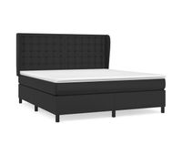 cama box spring con colchon cuero sintetico negro 180x200 cm botones