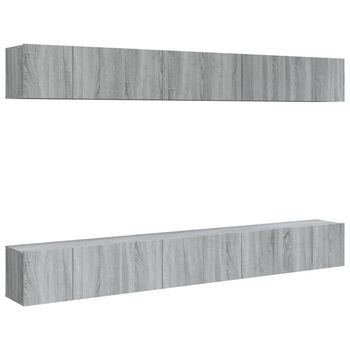 Muebles Tv 8 Uds Madera Contrachapada Gris Sonoma 60x30x30 Cm Vidaxl