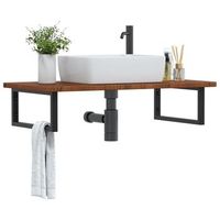 estante de lavabo de pared  estanteria pared  estante flotante de acero y madera maciza de roble cfw22336
