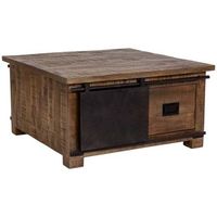 mesa de centro de madera marron 90x90x46h cm