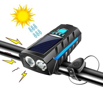 Linterna frontal para bicicletas solar Bikight 4 en 1 con batería de 2400mAh, banco de energía, 3 modos de luz, resisten