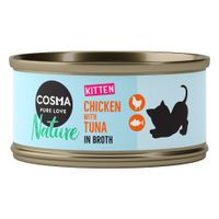 cosma nature kitten 24 x 70 g - pack ahorro - pollo y atun